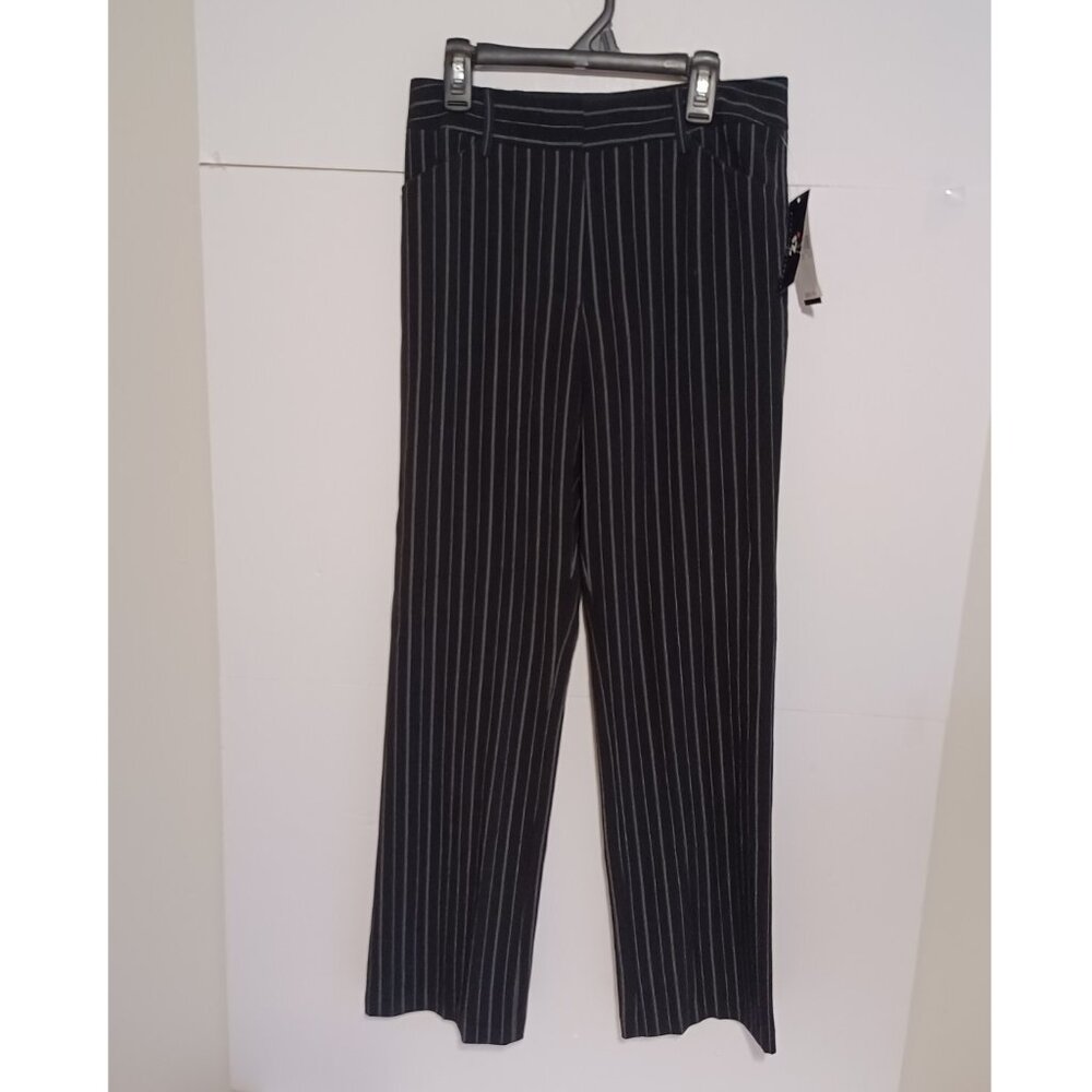 NWT Womens Black Pinstriped IZ dress pants Size 14  28X29
